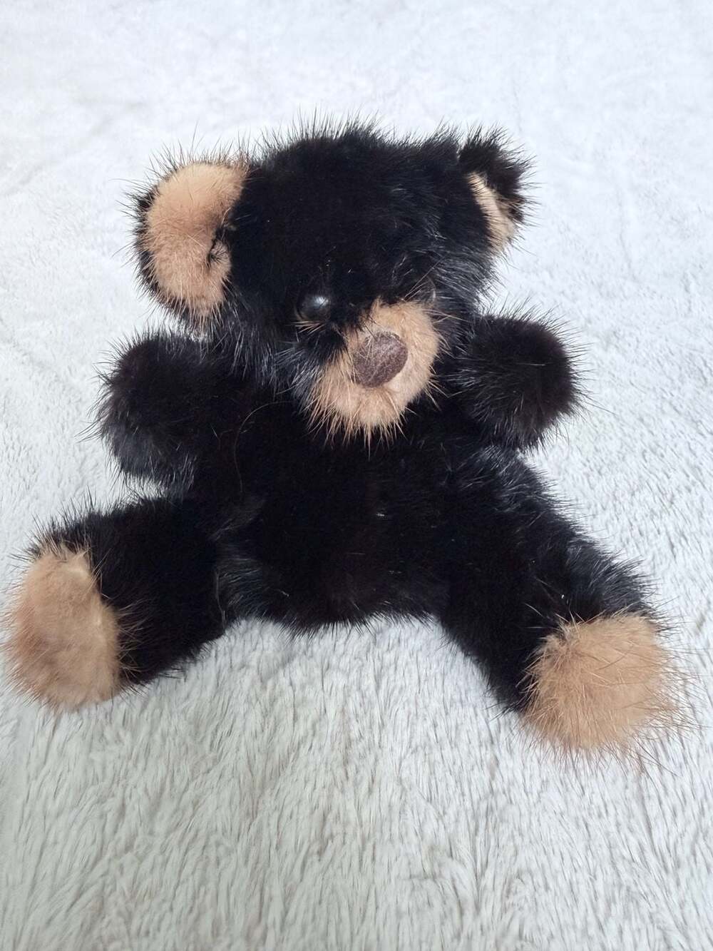 Rare Bear Mink Real Fur Teddy Bear Mini Size 1982 with Tag & Serial Number · : S